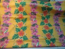 Vtg Trans Pacific Tropical Floral Cars Surfboards Fabric Hawaiian picture