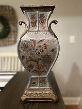 Large Vintage Castilian Porcelain & Brass Vase 18 Inches Tall- Beautiful Piece picture