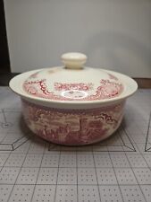 JOHNSON BROS ENGLAND OLD BRITAIN CASTLES WARWICK PINK COVERED CASSEROLE BOWL NWT picture