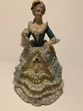 Vintage Napcoware JAPAN Victorian Lady in Green Hoop Skirt 8342 9.5 Tall picture
