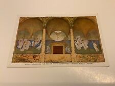 Boston, Mass. ~”Muses Welcoming Genius of Enlightenment” Lib. Painting  Postcard picture