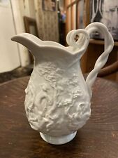 Vintage Ginori marked Crown Capodimonte Jug Embossed Classical White 6”3/8 tall picture
