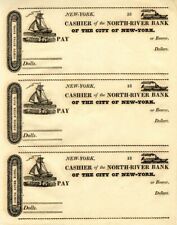 North River Bank of the City of New York - Uncut Sheet of 3 Checks - Checks picture