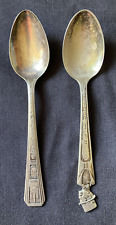2 vtg souvenir spoons, world fair, 1933 Chicago, Charlie McCarthy silver plated picture