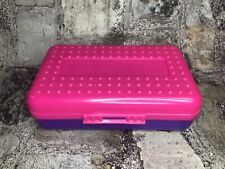Rare Vintage 90s Spacemaker Pencil Case Box 8x5 Pink & Purple Made in USA picture