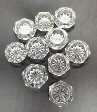  Antique Set of 10 Clear Bohemian Crystal Open Salts Hexagon Star Circa 1900's picture