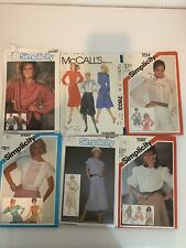 Lot Of 6 Simplicity & McCalls Sewing Patterns Vintage Women’s 1980’s Retro picture