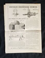 Newspaper Format Illustrated Advertising for Ertel farming equipment c1887 picture