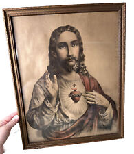 Vintage Look Religious  Jesus Picture Framed W Glass picture