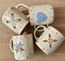 Vintage Cottage Core Quilt Print Country Coffee Mugs 4-Piece Set picture