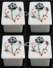 3 x 2 Inches Marble Multiuse Box Gemstone Inlay Work Trinket Box Set of 4 Pieces picture