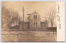 RPPC Folk Victorian Home After Last Snow~Bargeboard~Widow's Walk~Picket Fence picture