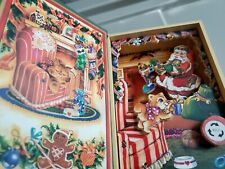 Vintage Musical Wind up Animated Cardboard Christmas Book Gold Etched Music Box picture