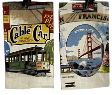 VTG SAN FRANCISCO Ca set 2 pcs Kay Dee Linen Kitchen Towel Cable Car GG Bridge picture