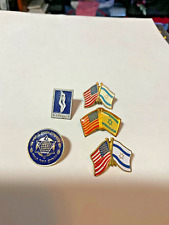 Lot of 5 Vintage Israel & US Crossed Double Flag Lapel Pins, Hillel, JWC picture