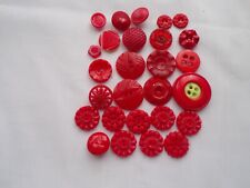 27 Red Vintage Buttons, Variety of Shapes and Sizes.1 1/4' - 1/2