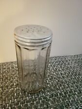 Vtg Glass Panel Spice Jar  Label Area Aluminum Lid 5 in tall picture