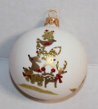 Round Frosted Glass Gold Animals Christmas Ornament picture