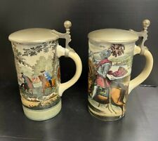 Lot of Two Western Germany 7 Inch Beer Steins _ Der Hirsch Stelle Fich picture