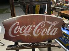 Vintage Coca-Cola Coke Soda Metal Fishtail Store Sign 26