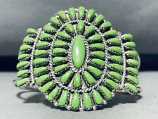 SO GORGEOUS NAVAJO GASPEITE STONE STERLING SILVER CLUSTER BRACELET picture