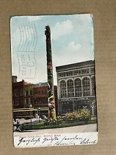 Postcard Seattle Washington Indian Totem Pole Street Car Vintage 1907 WA PC picture