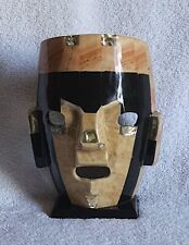 8 1/2 Mexican Folk Art Mayan Death Burial Mask Abalone Brown SEMI Precious Stone picture