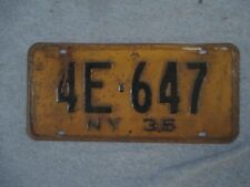 Vintage 1935 Metal NY New York Auto License Plate 4E 647 picture