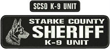 STARKE C SHERIFF K-9 UNIT EMB PATCH 3X11 AND 1X5 HOOK ON BACK WHITE ON BLACK picture