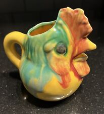Rooster Creamer Vintage Tie Dye Color Yellow Green Red Small Ceramic RARE picture