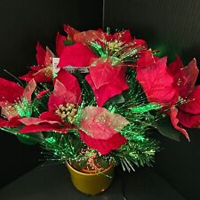 Fiber Optic Poinsettia 16 inch Table piece Continuous Changing Colors See Video picture