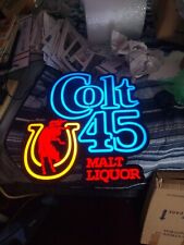 Vintage COLT 45 BEER Light Up Sign Mustang Horseshoe rec room tavern bar Mancave picture