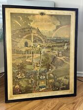 RARE 1887 ORIGIONAL MASONIC LITHO - FROM DARKNESS TO LIGHT ( FRAMED) picture