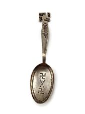 Fred Harvey Era Native American Navajo Coin Silver Whirling Log Spoon Monogram picture