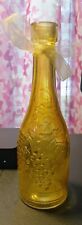 Vintage - Yellow - Glass - Bottle - Grapes - Leaves - 7.5