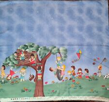 Timless Treasures Fabric Children Playing 2yds 1996 Treehouse Material Vtg Swing picture