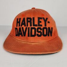 Vintage Harley Davidson Baseball Hat Size Large Fitted Orange Black picture