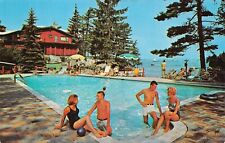 Alexandria Bay NY New York Pine Tree Point Resort Club Pool Vtg Postcard B39 picture