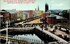 Postcard Providence Rhode Island Exchange Place Departure of First R.I. Regiment picture