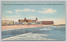 Postcard Asbury Park NJ View of Pier Beachfront Boardwalk Convention Hall Hotels picture