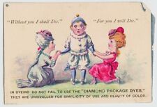 1880s Diamond Package Dyes Trade Card WH Kittredge Rockland Maine Love Triangle picture