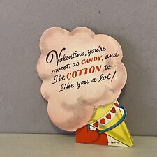 Unused Vintage Valentine Die Cut Greeting Card 1950’s Cotton Candy picture