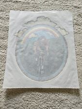 Man On Bicycle  1970 Clouds Rainbow Iron On T Shirt Patch picture