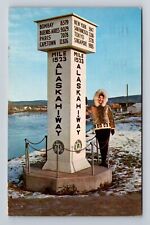 Fairbanks AK-Alaska, Scenic View Alaska Highway Marker, Vintage Postcard picture