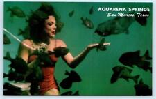 AQUARENA SPRINGS, San Marcos TX ~ Under Water AQUA-MISS Mermaid 1970s  Postcard picture