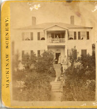 MICHIGAN, Mackinaw, Large House, People on Porch--J.A. Jenney Stereoview Y32 picture