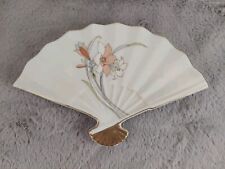 Vintage Yamaji Peach/Grey Lilies Fan-Shaped Porcelain Dish picture