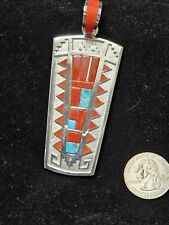 NATIVE AMERICAN - NAVAJO INDIAN STERLING coral and turquoise - MICHAEL PERRY picture
