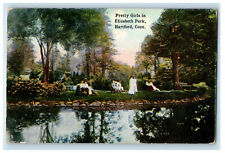 c1910 Pretty Girls in Elizabeth Park, Hartford Connecticut CT Unposted Postcard picture