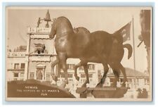 c1920's Venice Italy, The Horses Of St. Mark's RPPC Photo Vintage Postcard picture